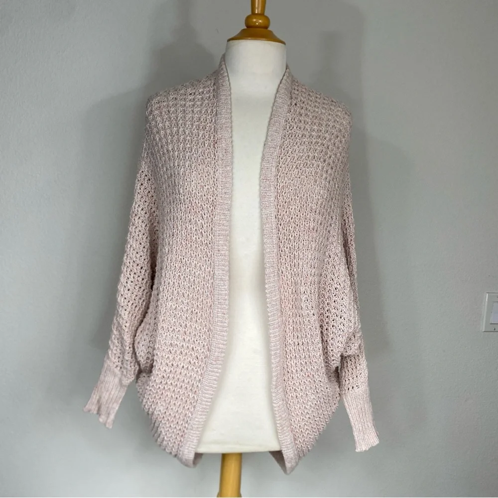 American Eagle Women's Pink Speckle Open Cocoon Knit Cardigan XS/S Cottagecore